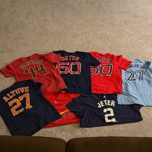Majestic Kids MLB Player Jerseys - 7 shirts total, sizes range XXL, 10-12, 14-16